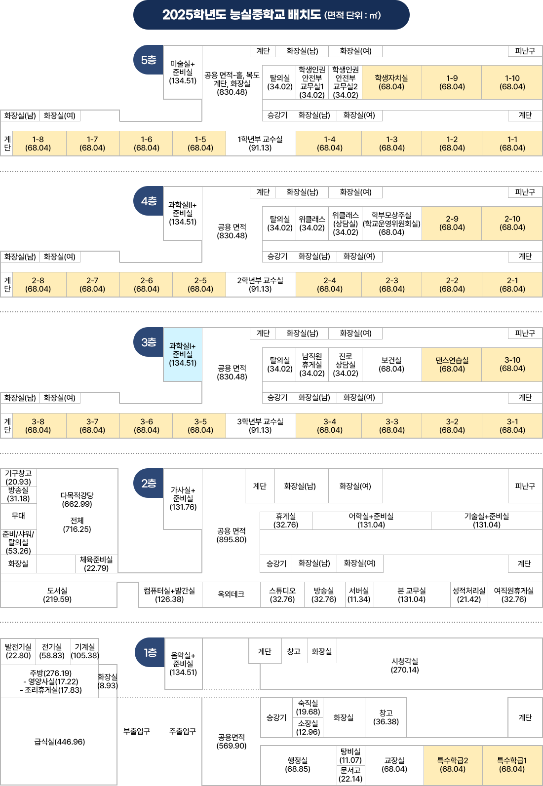 2025학년도 능실중학교 배치도 이미지